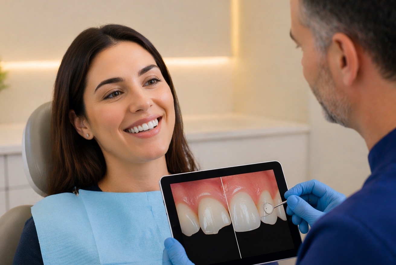 Riparazione estetica di dente scheggiato in studio dentistico