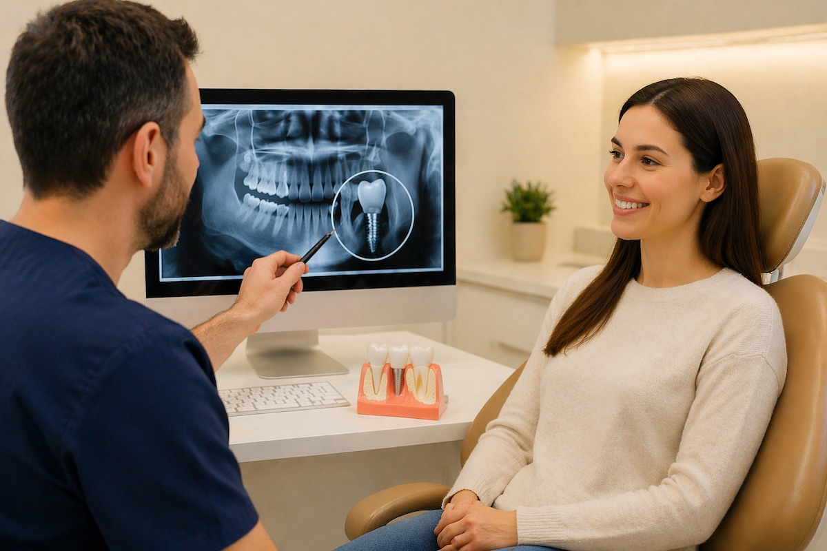 valutazione clinica per impianto dentale singolo in studio dentistico
